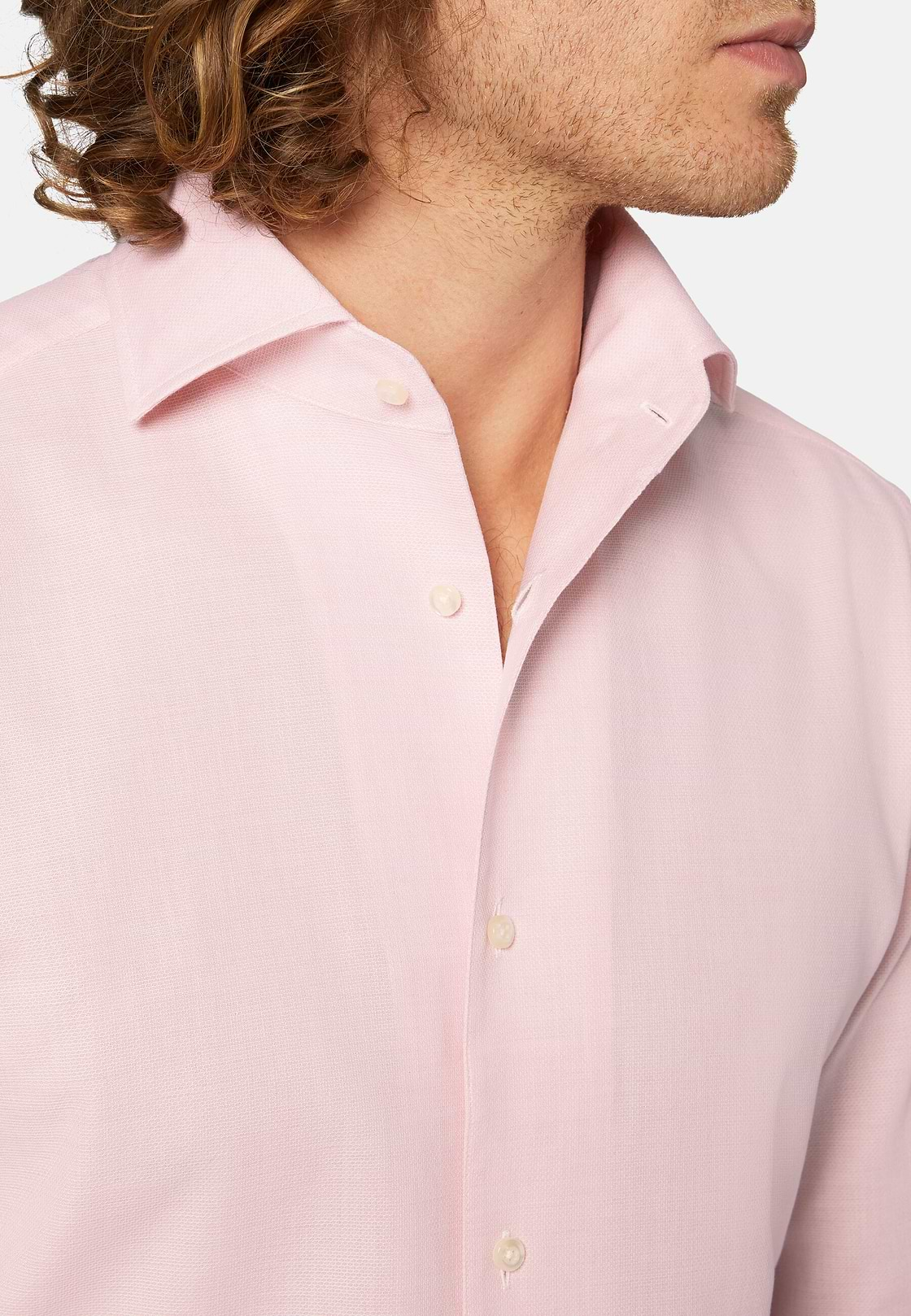 Chemise Rose En Coton Dobby Regular Fit, Rose, hi-res