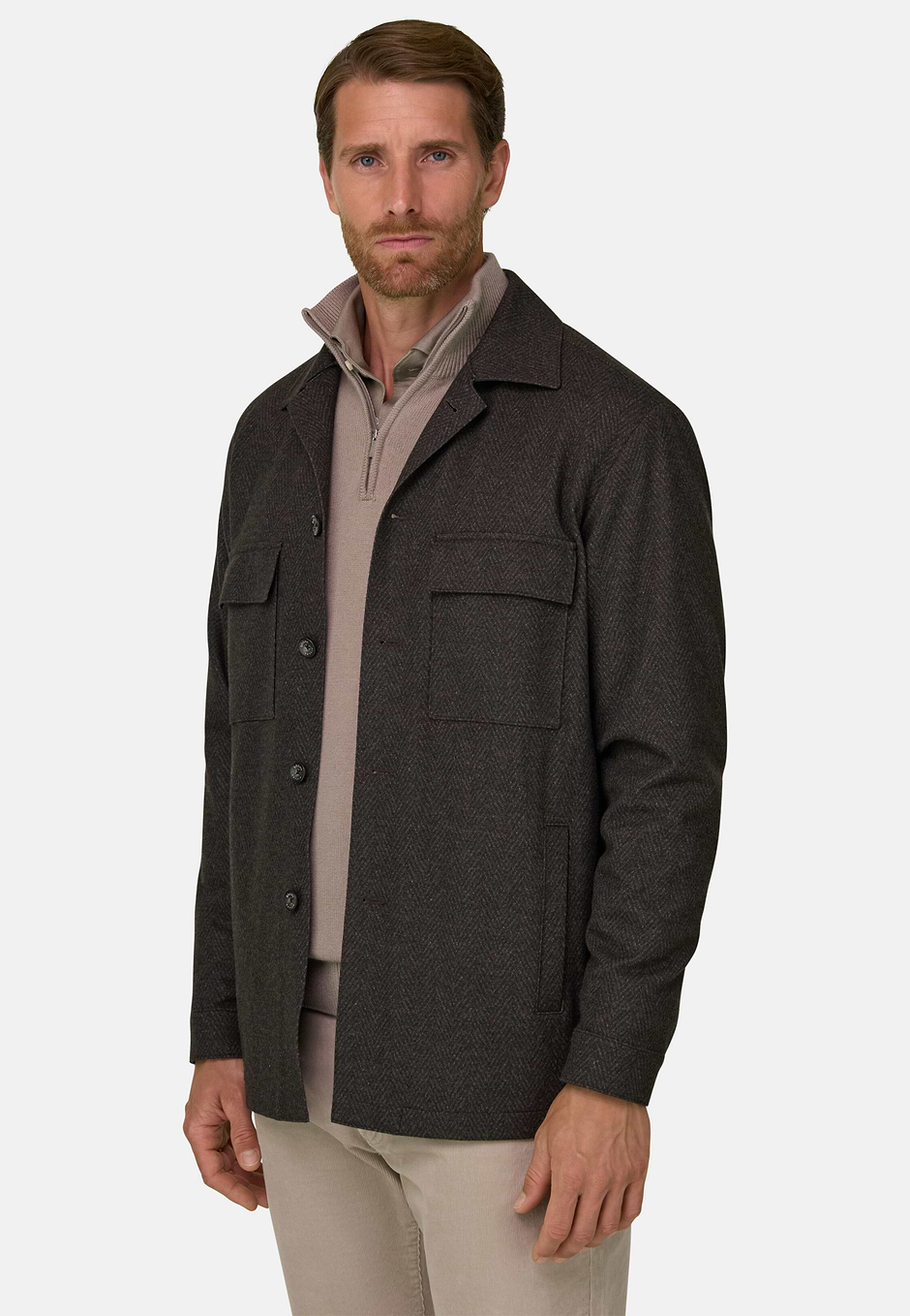 Sobrecamisa Espiga Mezcla de Viscosa, marrón, hi-res