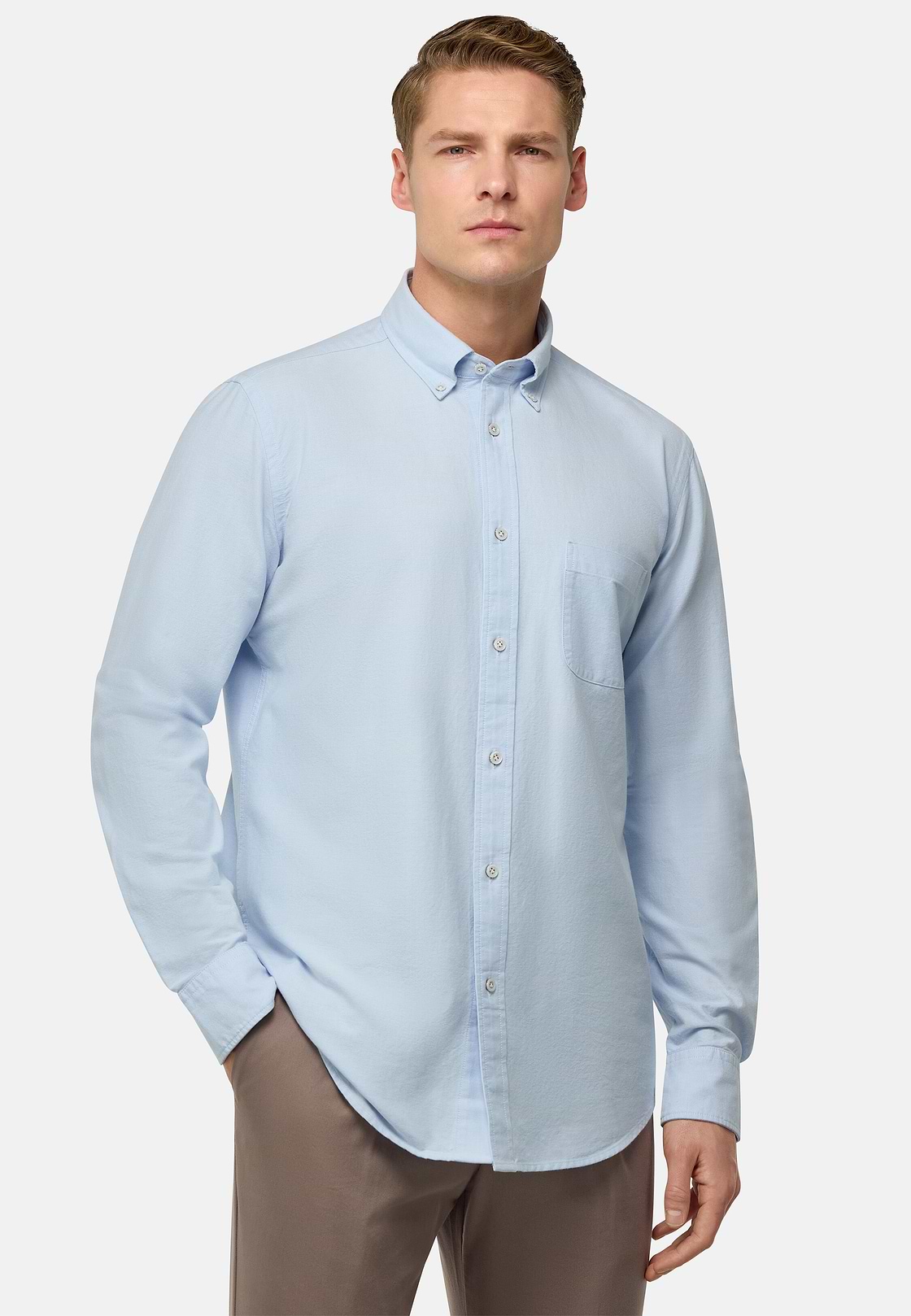 Regular Fit Oxford Cotton Shirt, Light Blue, hi-res