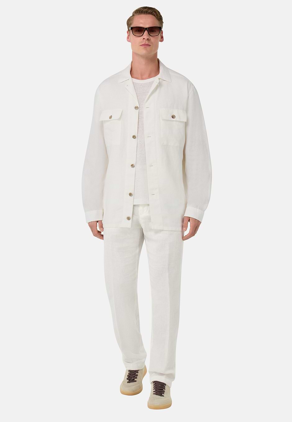 Linen Camp Overshirt, White, hi-res