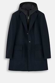 Single-Breasted Coat in Wool Blend, Navy blue, thumb, 6