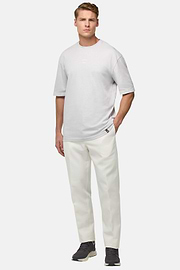 Stretch Cotton Trousers, White, hi-res