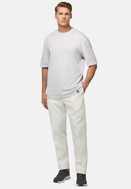 Stretch Cotton Trousers, White, hi-res