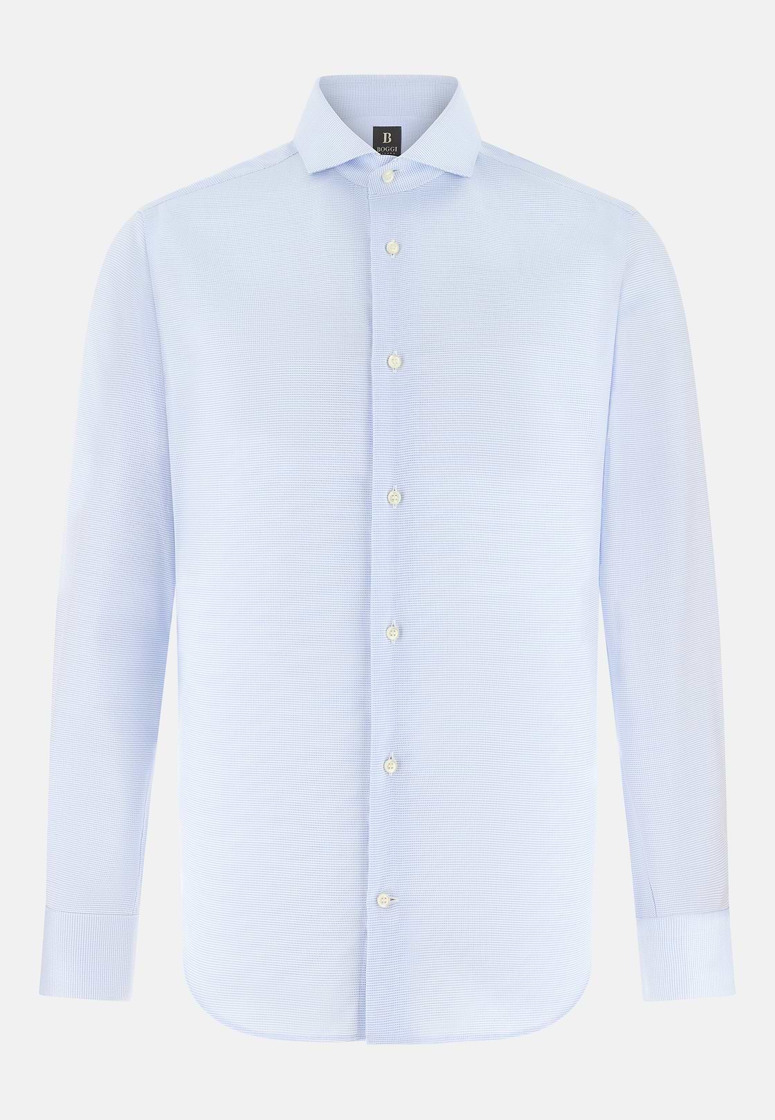 Camicia In Cotone Slim Fit, Azzurro, hi-res, 6