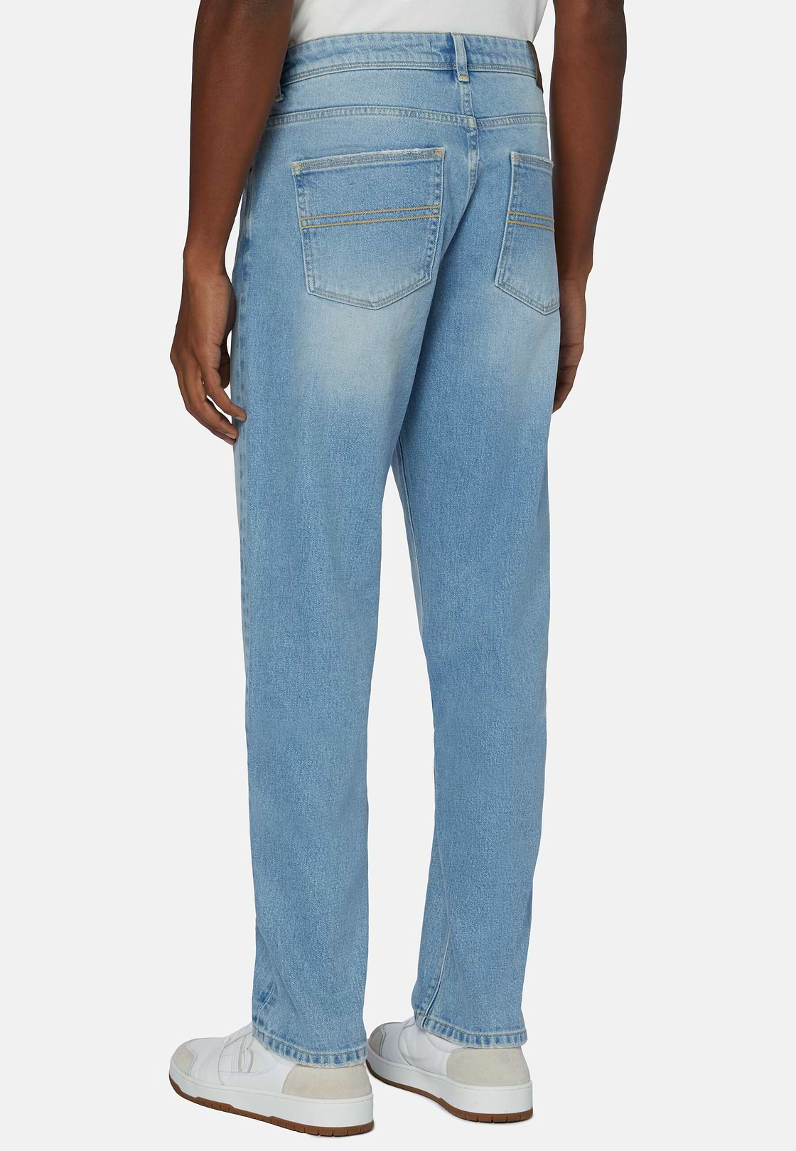 Jean En Denim Extensible Bleu À Délavage Clair, Bleu clair, hi-res