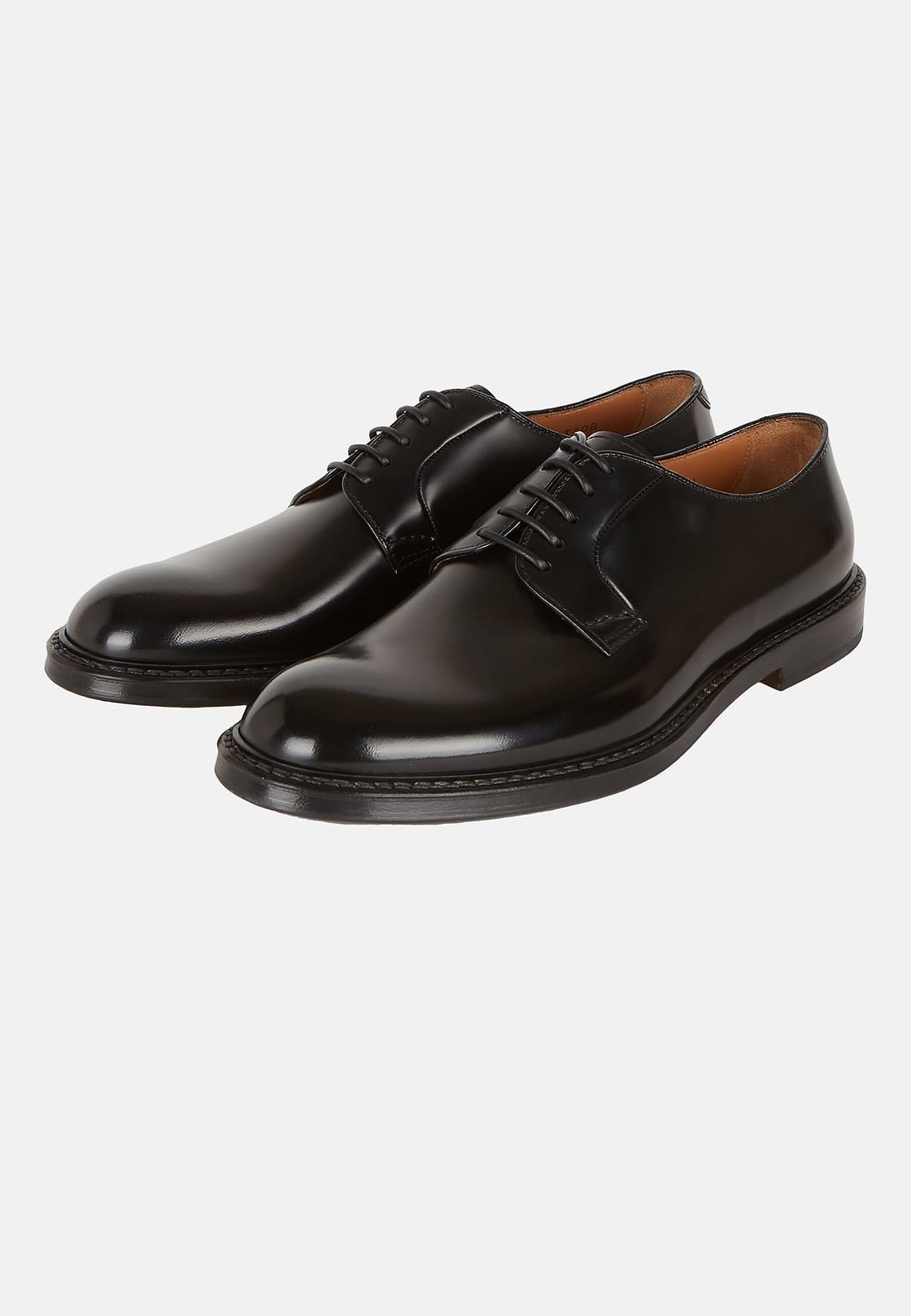 Leather Derby Shoes, Black, hi-res