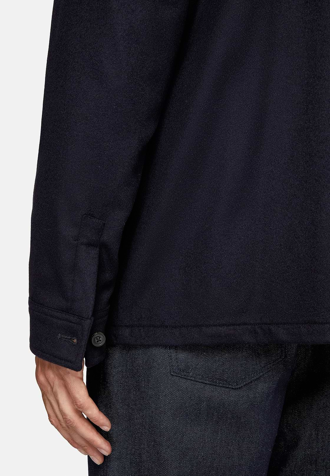 Link Shirt Jacket in Pure Cashmere, Navy blue, hi-res