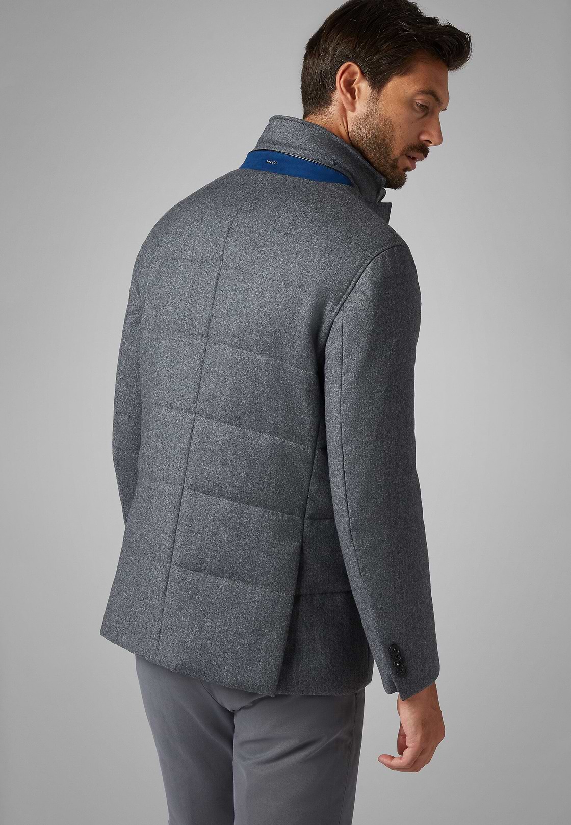 Flannel Quilted Jacket With Bib, Grey, hi-res, 3