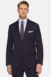 Strecth Wool Suit Style Firenze, Navy blue, hi-res