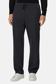 Jogginghose aus Mischgewebe WOOLTECH mit diagonalem Muster, Holzkohle, thumb, 1