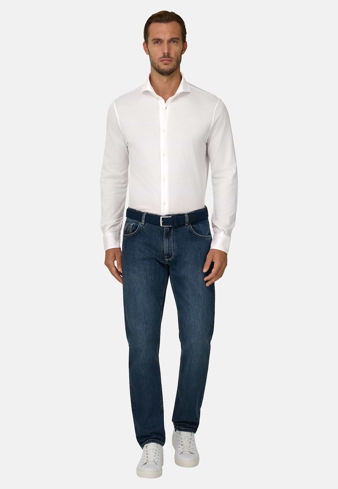 Dark Blue Stretch Denim Jeans, , hi-res, 2