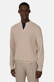 Stehkragenpullover Aus Baumwolle, Sand, thumb, 1