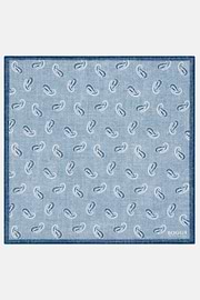 Paisley Print Linen Pocket Square, Light Blue, hi-res