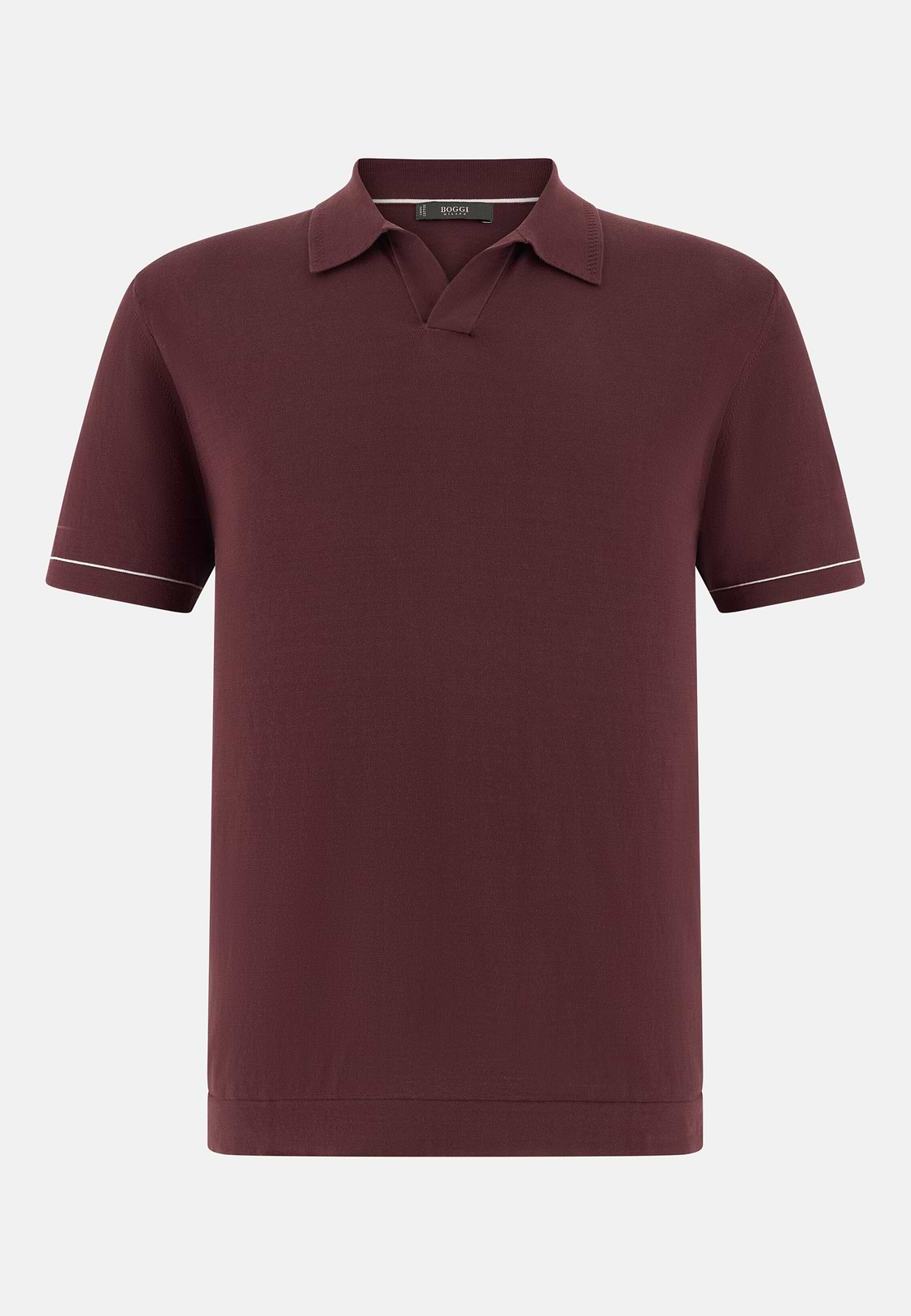 Strick-Poloshirt Aus Baumwollkrepp, Burgundy, hi-res, 5