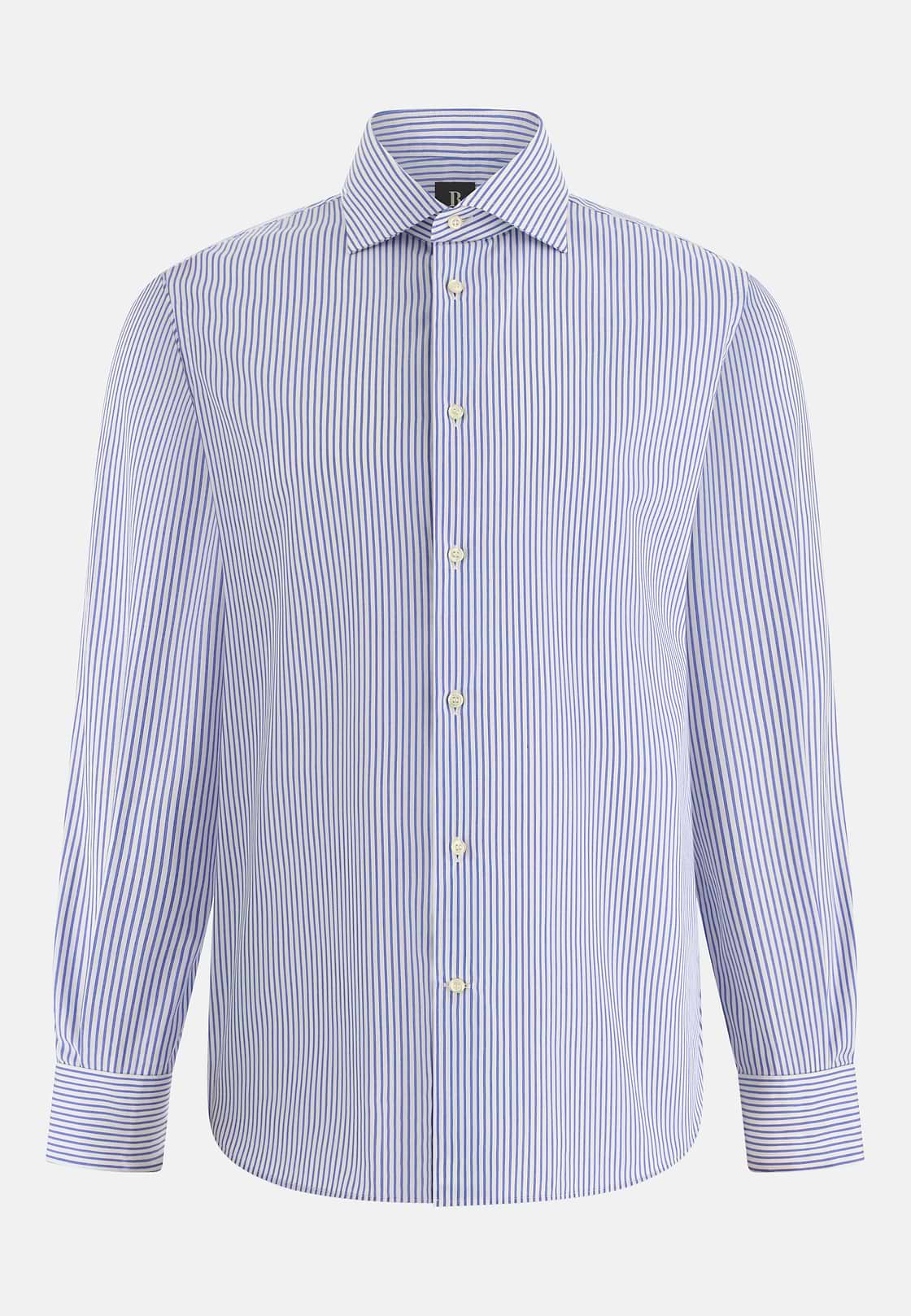 Camicia A Righe In Cotone Regular Fit, Blu, hi-res, 6