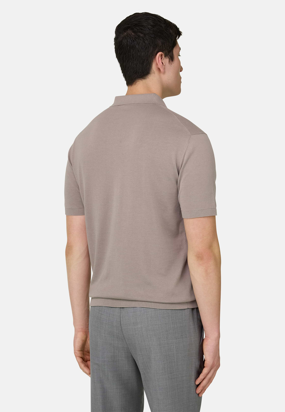 Polo In Cotone Crepe, Taupe, hi-res, 3