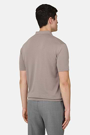 Polo In Cotone Crepe, Taupe, thumb, 3