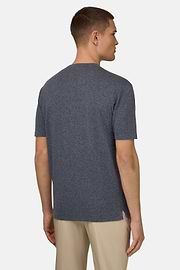 T-Shirt aus Baumwoll-Leinen-Strick, Indigo, thumb, 3