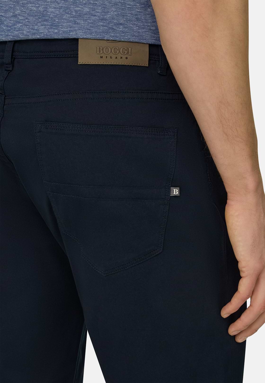 Cotton Tencel 5 Pockets, Navy blue, hi-res, 5
