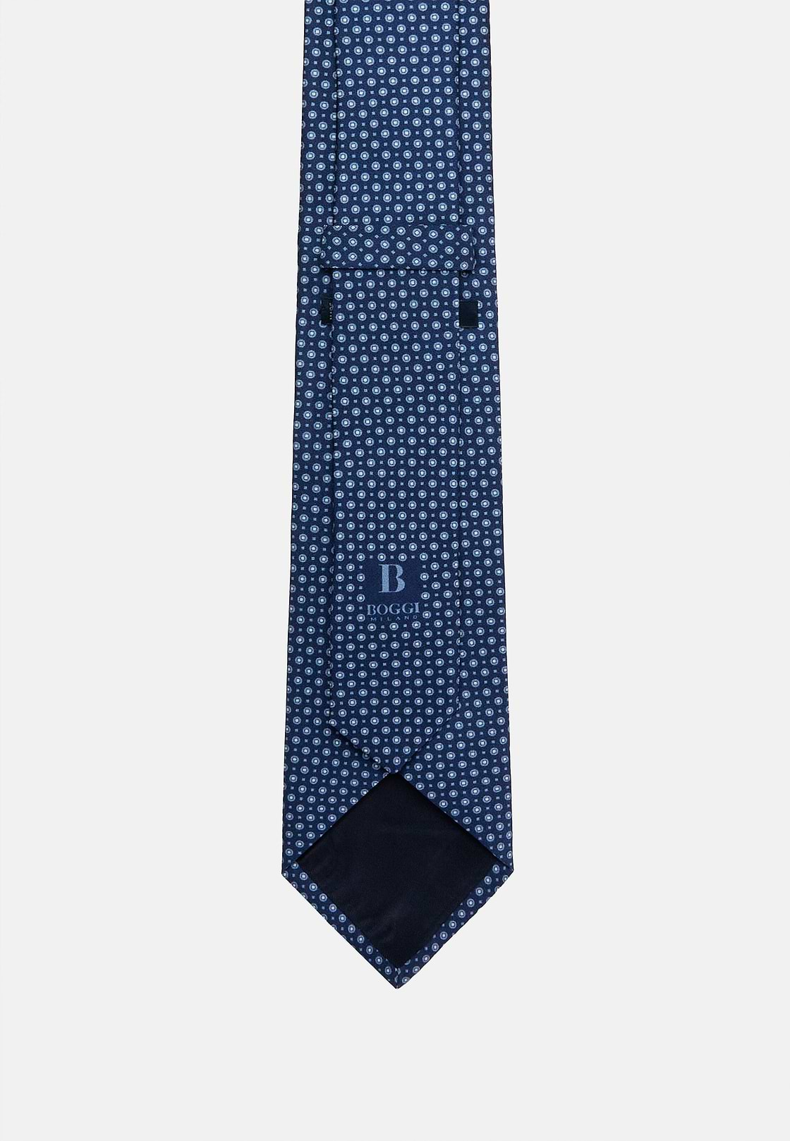 Geometric Motif Silk Tie, Blue, hi-res