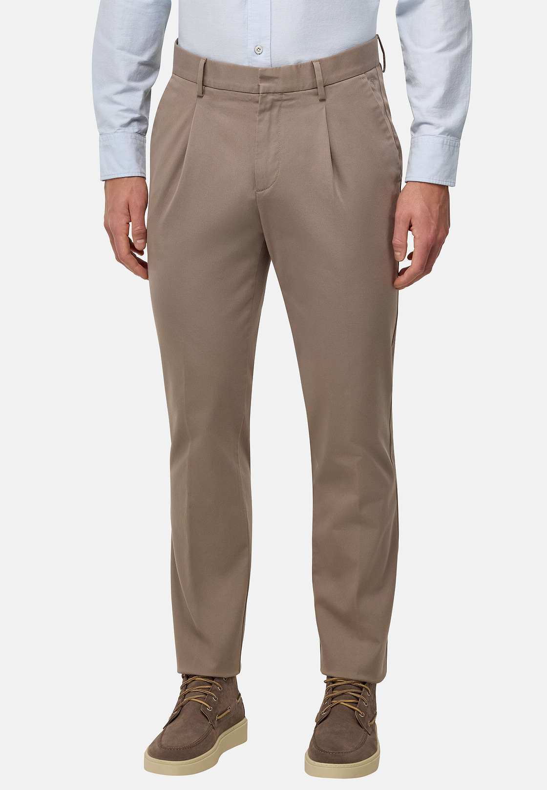 Stretch Cotton Trousers, Taupe, hi-res