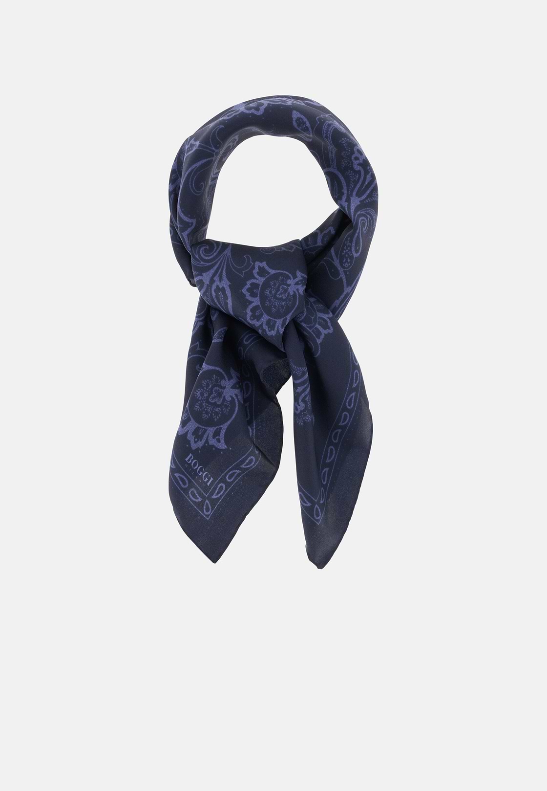 Bandana aus Seide mit Cashmere-Muster, Navy blau, hi-res, 2