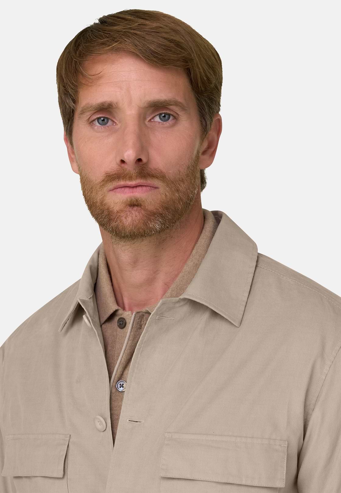 Overshirt in Corduroy Lined with Flannel, Sand, hi-res, 3