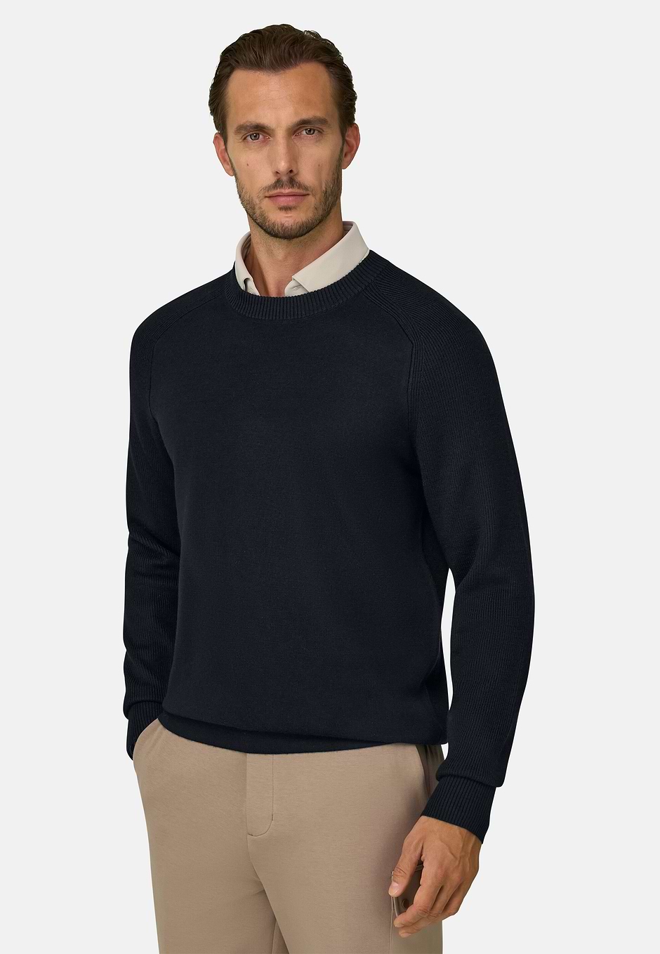 Rundhalspullover aus Merino-Mischgewebe WOOLTECH, Schwarz, hi-res