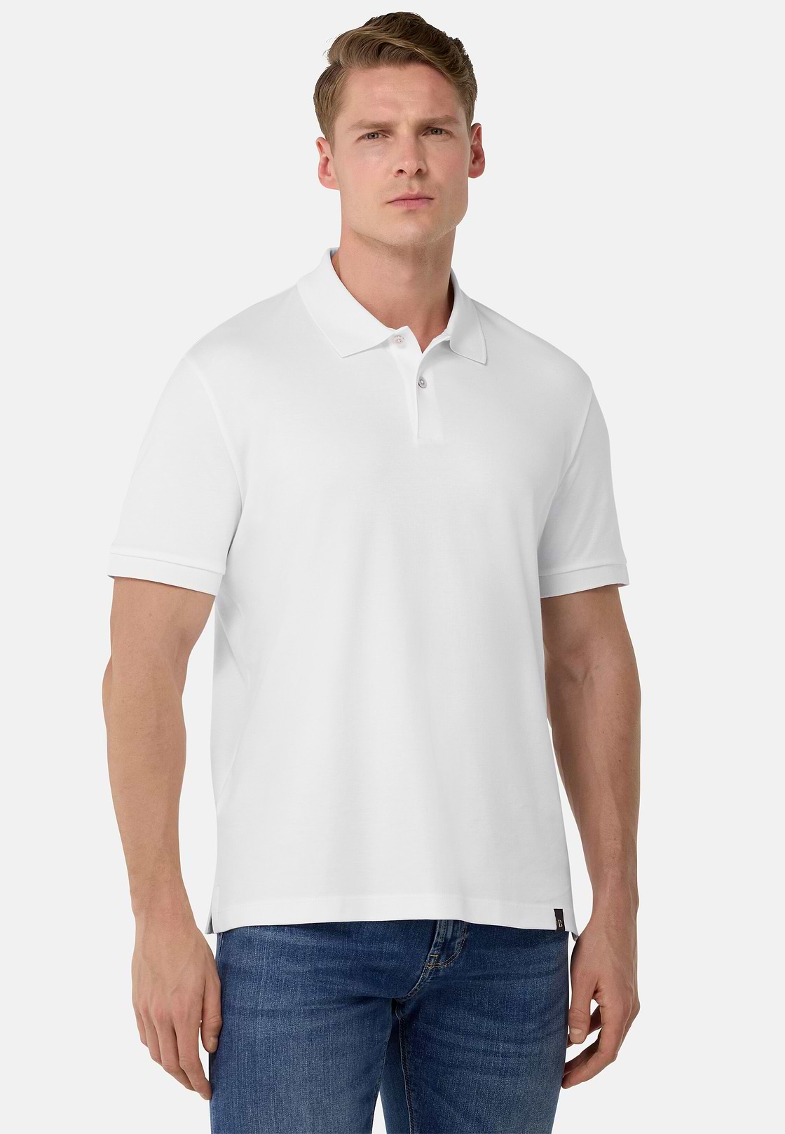 Jersey Polo Shirt, White, hi-res
