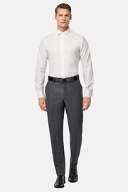 Pure Wool Bird's Eye Trousers, Medium grey, hi-res