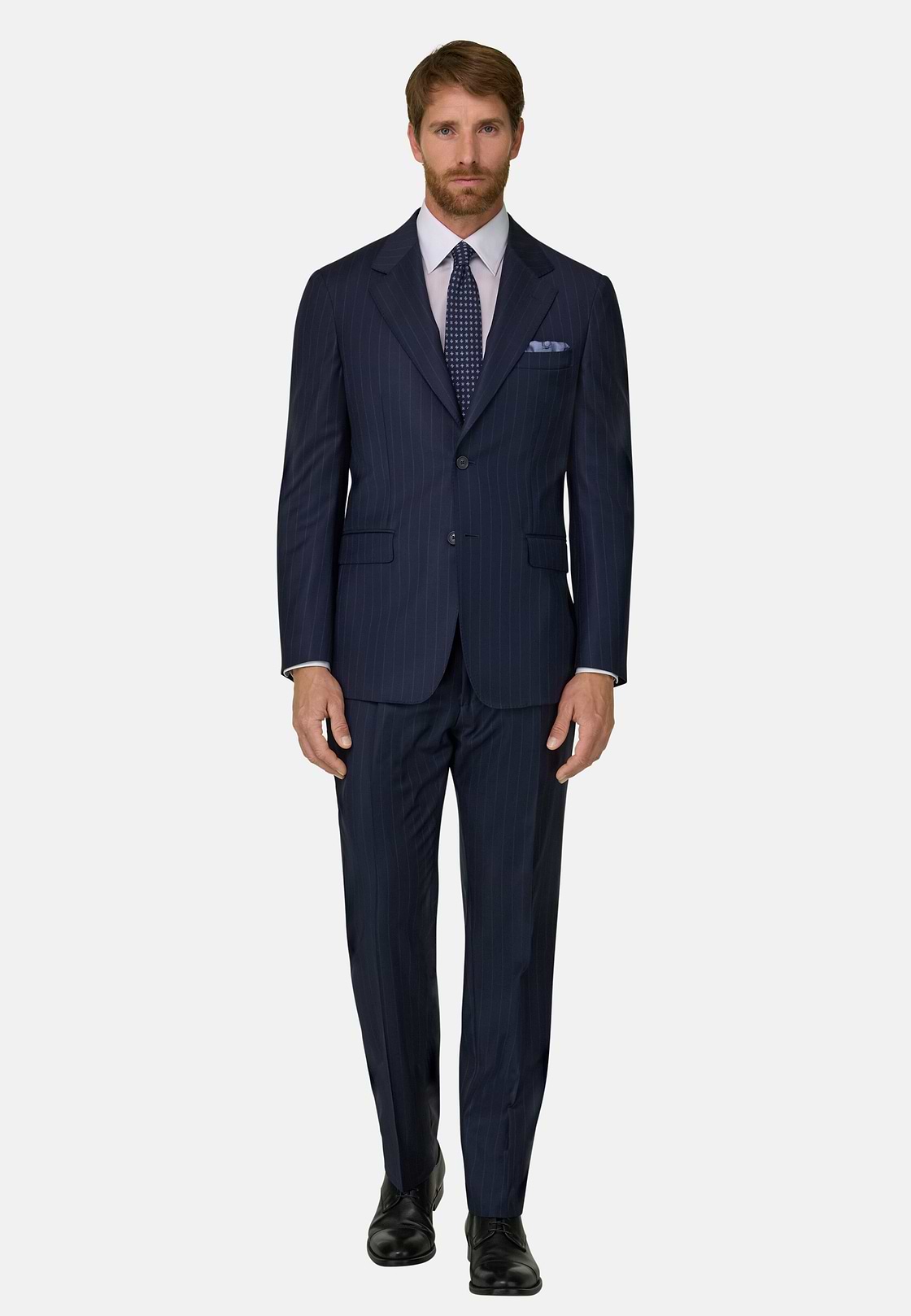 Suit Pinstripe in S130 Wool, Blue, hi-res, 2