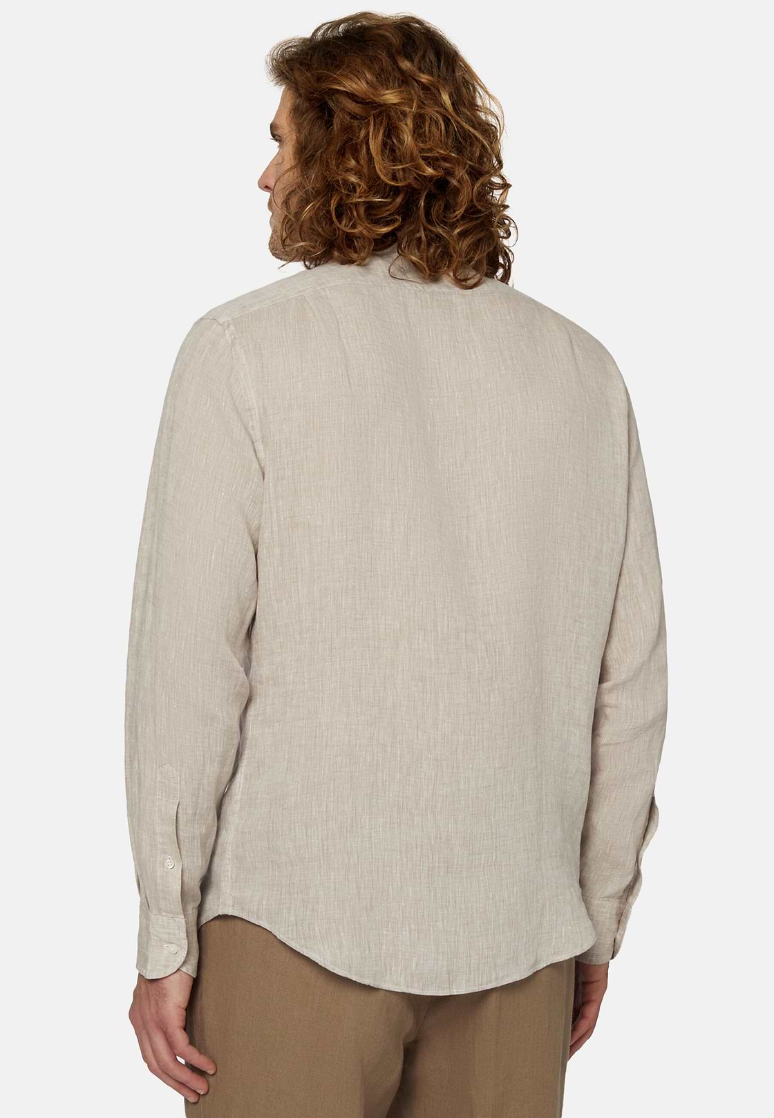 Dove Grey Regular Fit Linen Shirt, Taupe, hi-res