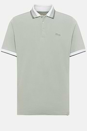 Organic Cotton Blend Piqué Polo Shirt, Green, hi-res