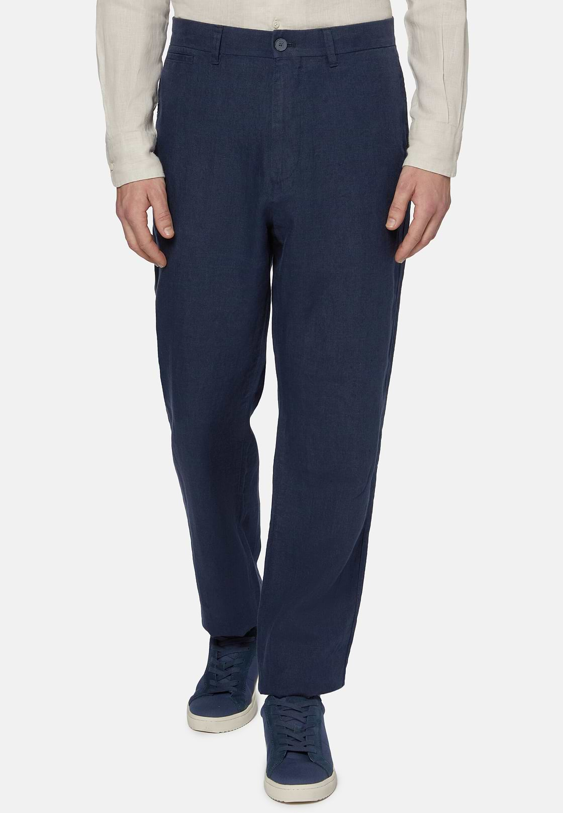 Linen Trousers, Navy blue, hi-res