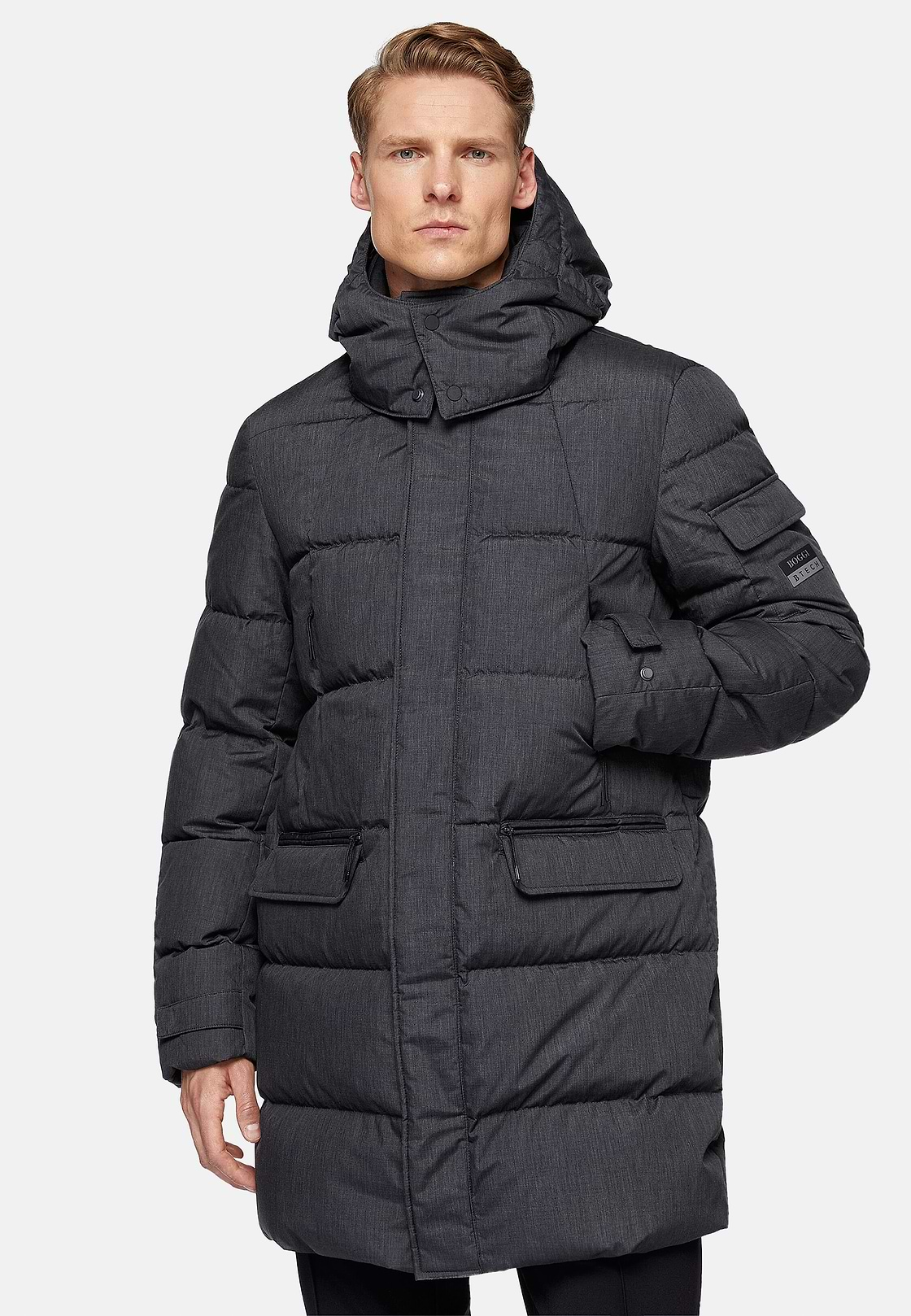 Parka B Tech z tkaniny technicznej z wypełnieniem z puchu gęsiego, Grey, hi-res