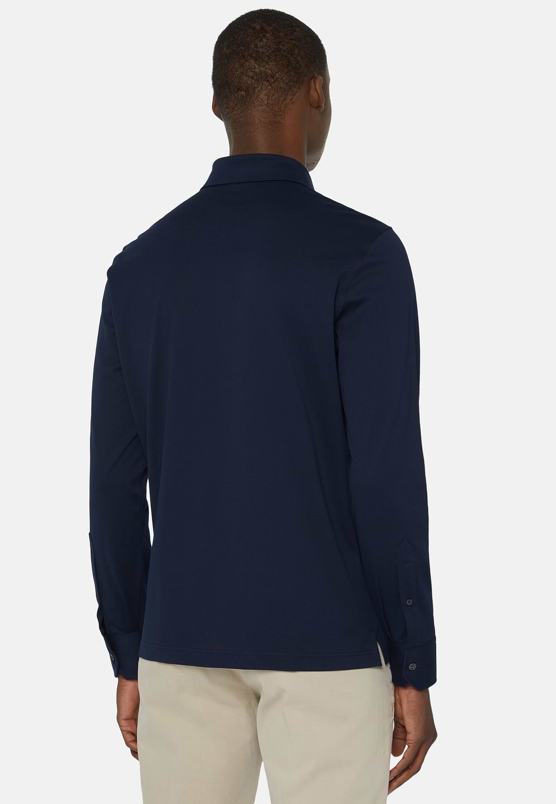 Slim Fit Polo Shirt in Filo Di Scozia Pique, Navy blue, hi-res