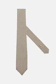 Stirrup Pattern Silk Tie, Taupe, hi-res