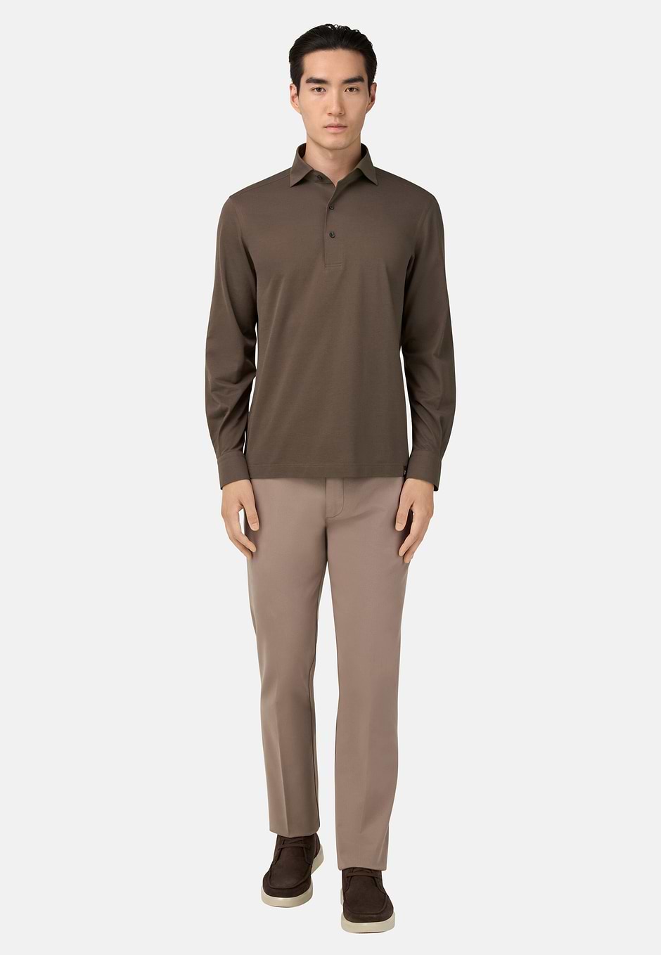 Japanese Jersey Polo Shirt, Brown, hi-res