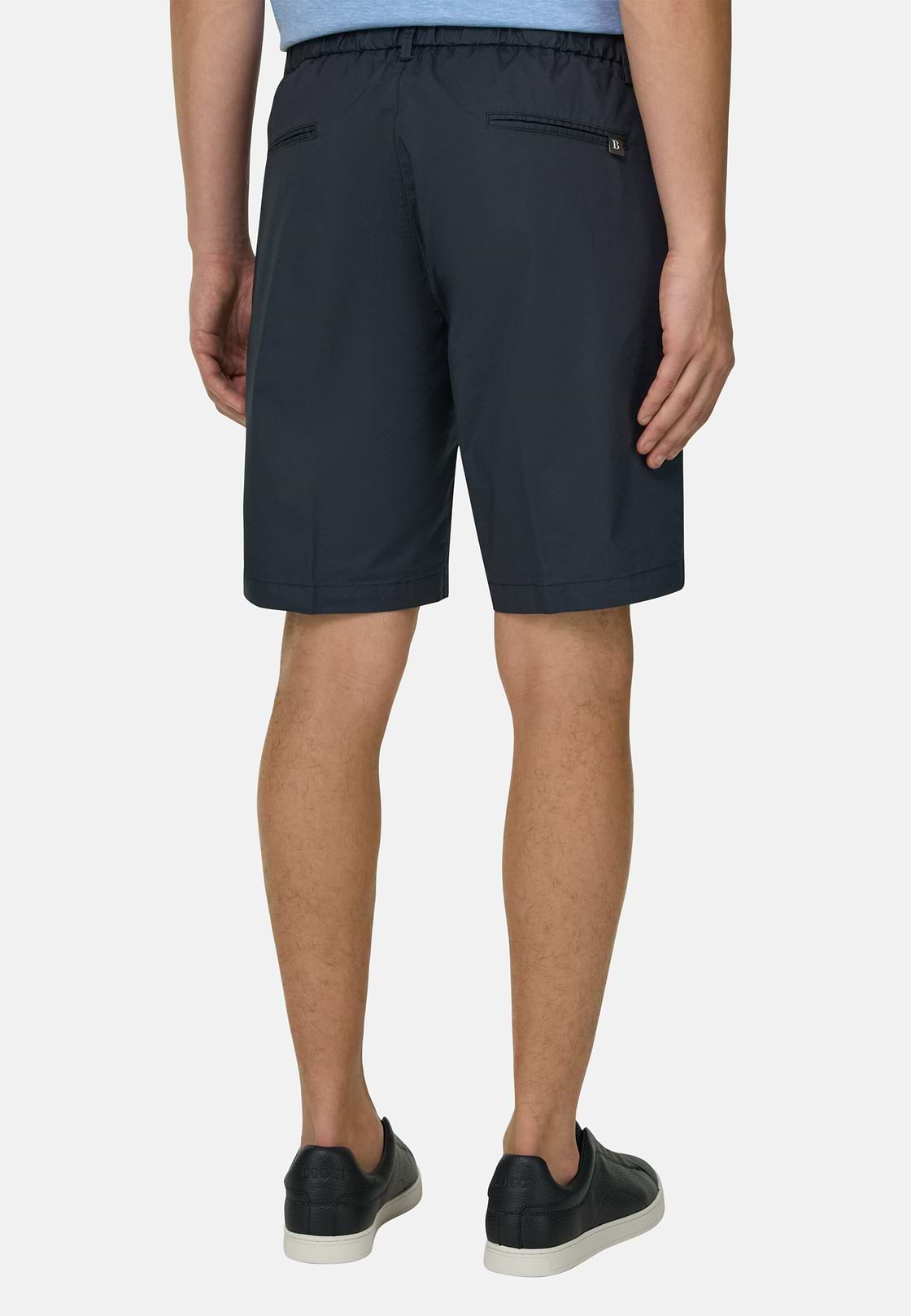 Bermuda In Cotone Con Coulisse, Navy, hi-res, 3