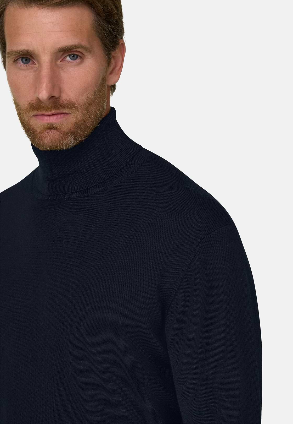 Rollkragenpullover aus extrafeiner Merinowolle, Navy blau, hi-res, 3