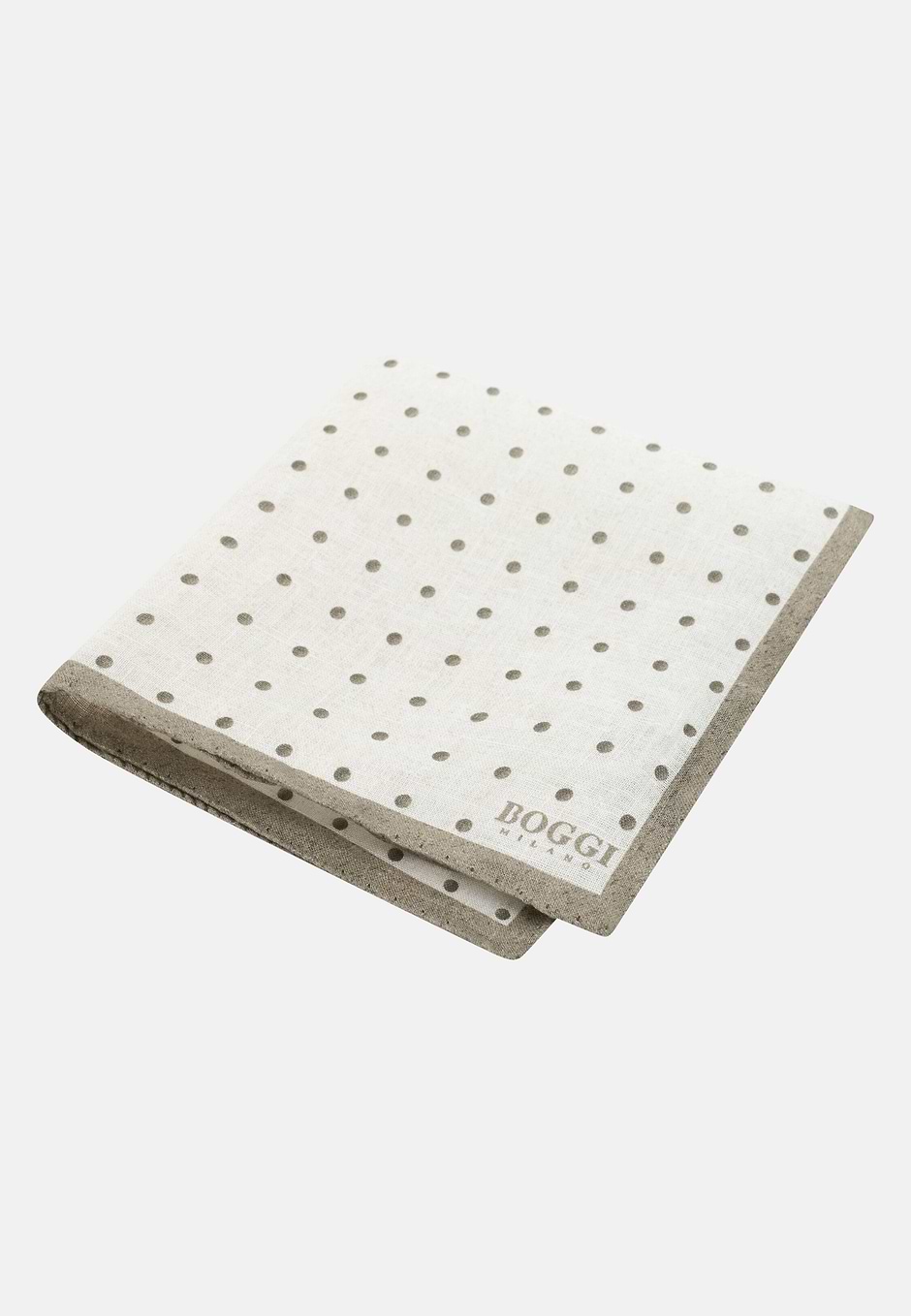 Polka Dot Linen Pocket Square, Taupe, hi-res