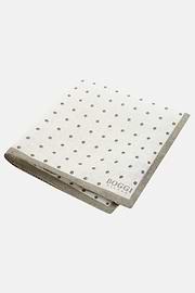 Polka Dot Linen Pocket Square, Taupe, thumb, 1