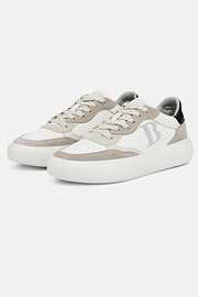 Sneakers En Cuir Avec Macro-Logo, Taupe, hi-res