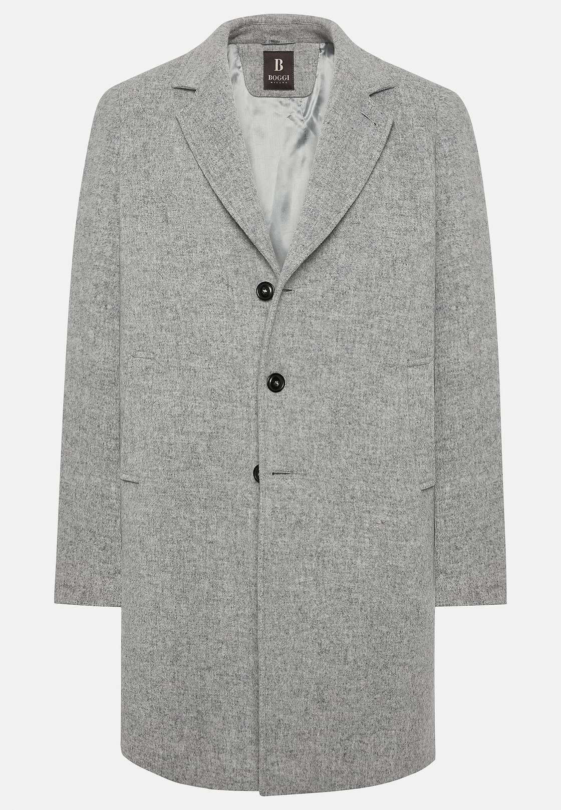 Single-breasted Wool Coat, Grey, hi-res