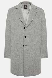 Single-breasted Wool Coat, Grey, hi-res