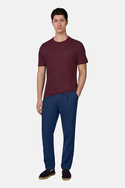 T-Shirt Aus Stretch-Leinen-Jersey, Burgundy, thumb, 2