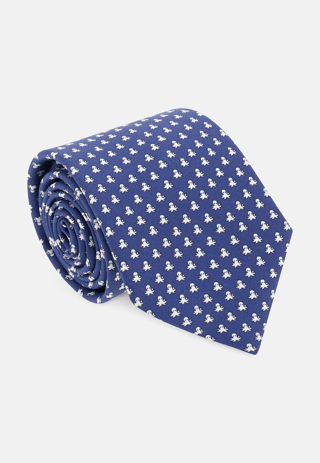 Krawatte Mit Meermotiv-Print Aus Seide, Navy blau, hi-res, 2