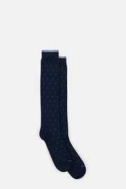 Long Socks Polka Dot Cotton Blend, Navy blue, thumb, 2