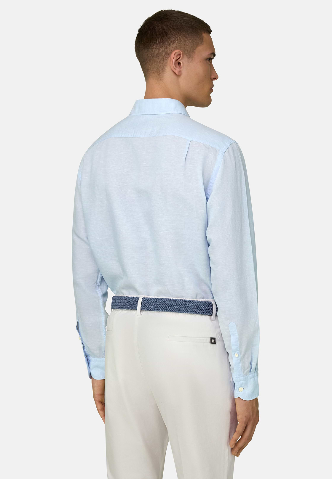 Regular Fit Tencel Linen Shirt, Light Blue, hi-res, 3