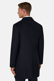Coat in Pure Cashmere Single-Breasted, Navy blue, thumb, 4